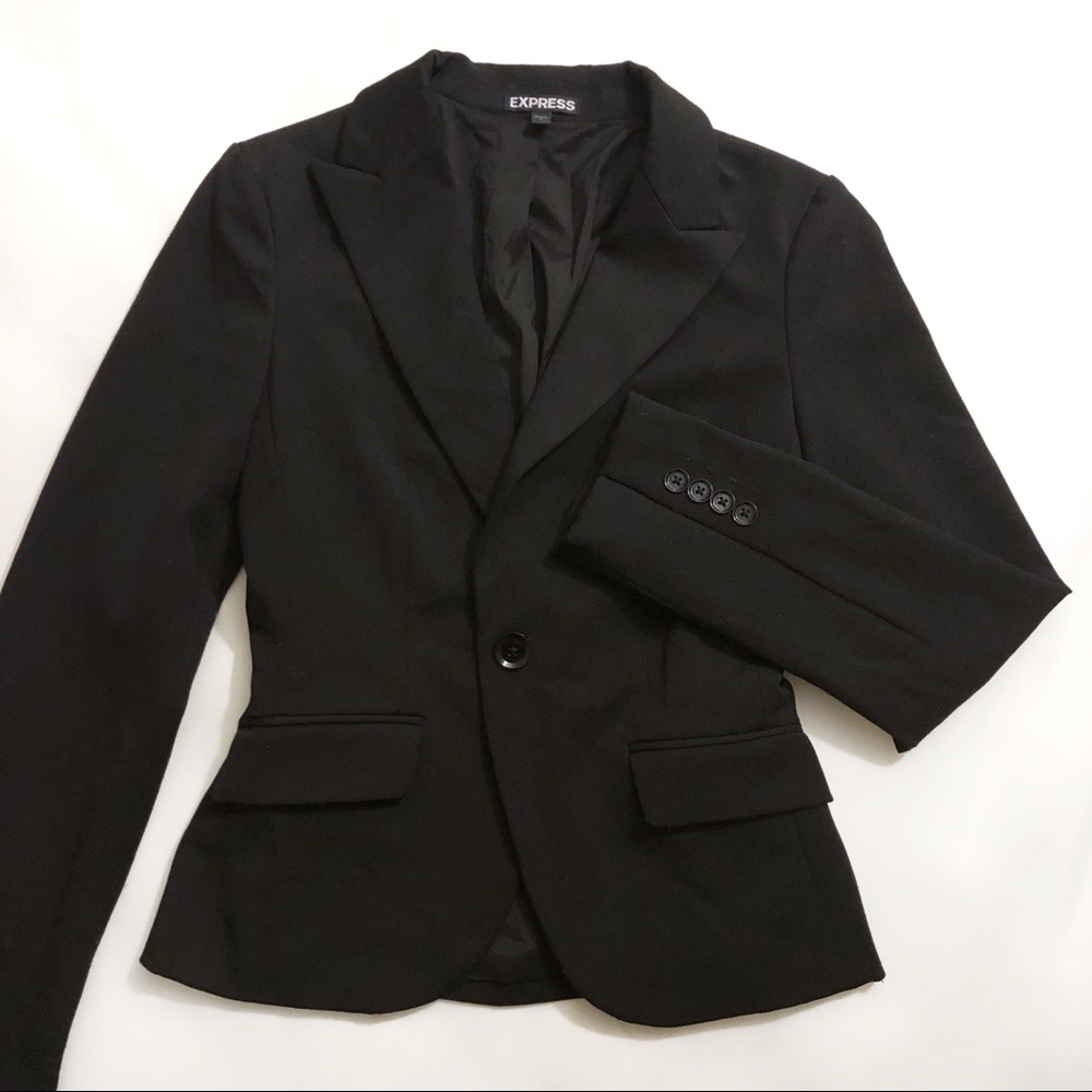 Express Black Single Button Womens Blazer sz 0 2